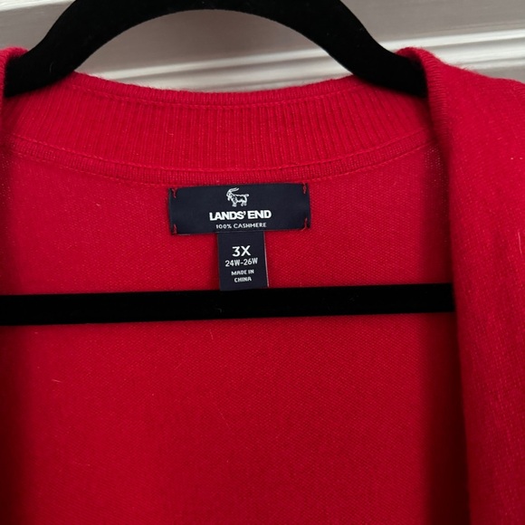 Land’s End women’s 100% cashmere open front cardigan red size 3X - Picture 2 of 6